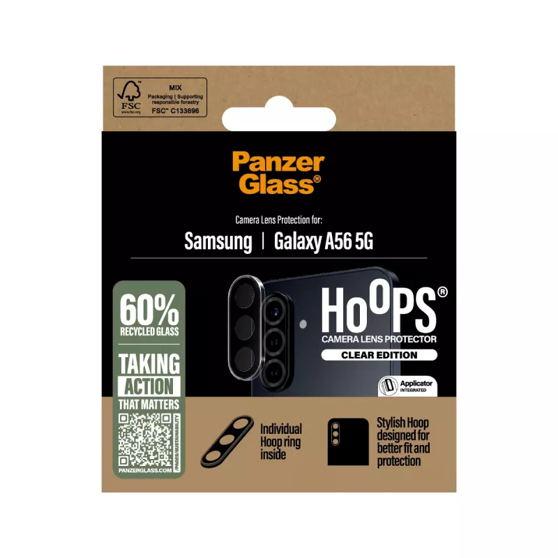 PanzerGlass Hoops Transparent Kameralinsen-Schutz Samsung Galaxy A56 5G Kratzfest Stoßfest