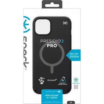 Speck Presidio2 Pro + MS Apple iPhone 14 Plus/15 Plus Schwarz – mit Microban Robust-Schutzhülle