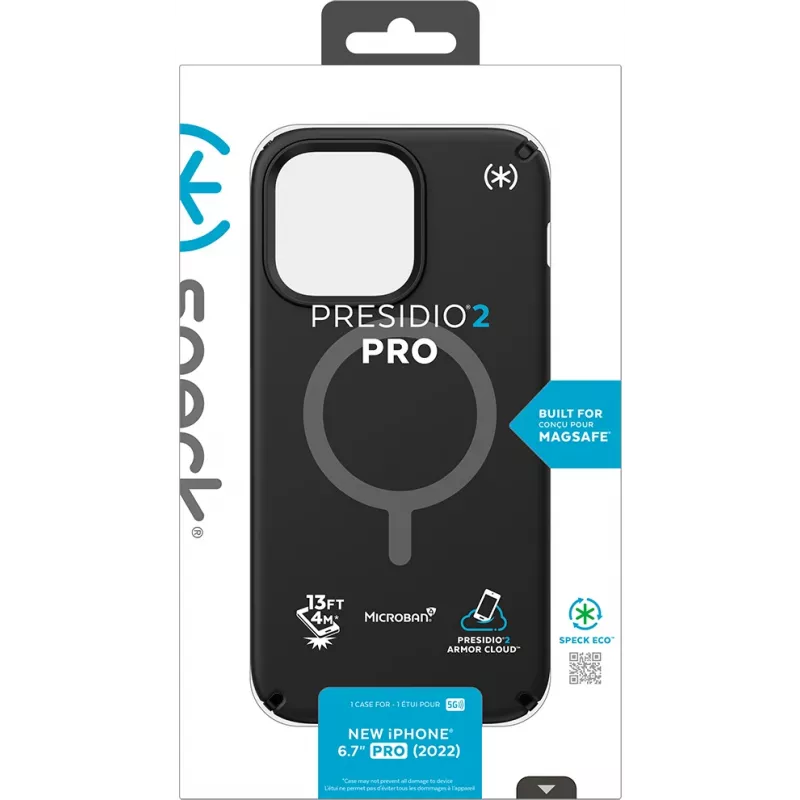 Speck Presidio2 Pro + MS Apple iPhone 14 Pro Max Schwarz – mit Microban-Hülle