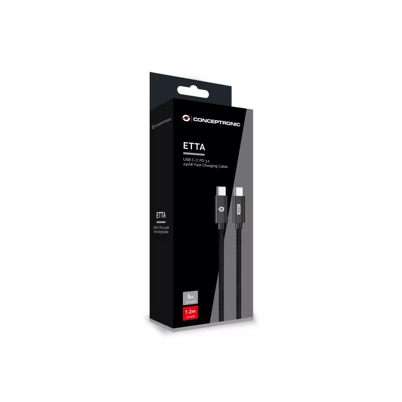 Conceptronic ETTA03B12 USB-C-zu-USB-C PD 3.1 240 W Schnellladekabel 1,2 m, 48 V 5 A, 480 Mbit/s, E-Mark
