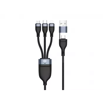 Conceptronic ETTA05B15 USB 3-in-1 PD 3.0 60W Ladekabel 1,5 m, 20V 3A, 480Mbps