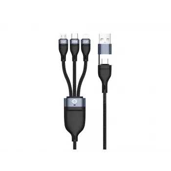Conceptronic ETTA06B15 USB 3-in-1 PD 3.0 100W Schnellladekabel 1,5 m, 20V 5A, 480 Mbit/s, E-Mark