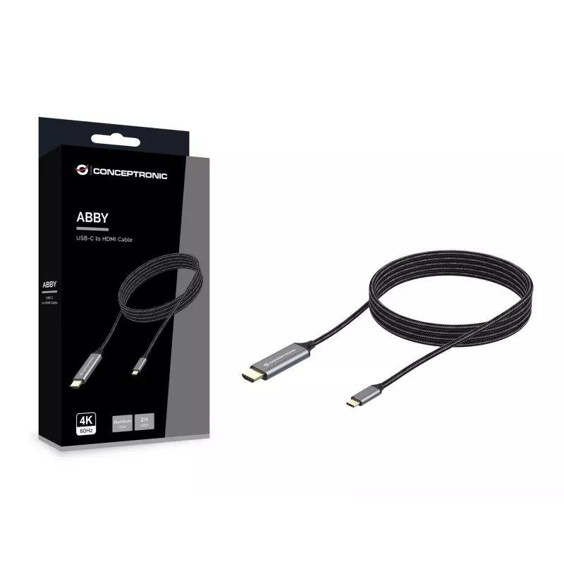Conceptronic USB-C-zu-HDMI-Kabel, Stecker auf Stecker, 4K 60Hz, 2 m, USB Typ-C, HDMI, Stecker, Stecker, Gerade