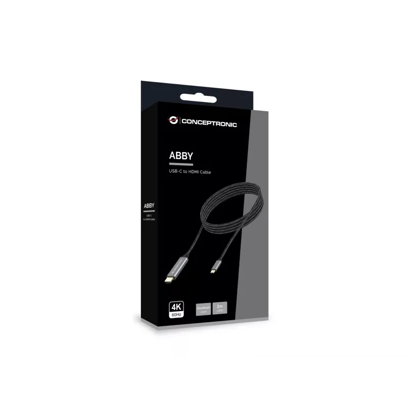 Conceptronic USB-C-zu-HDMI-Kabel, Stecker auf Stecker, 4K 60Hz, 2 m, USB Typ-C, HDMI, Stecker, Stecker, Gerade