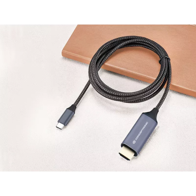 Conceptronic USB-C-zu-HDMI-Kabel, Stecker auf Stecker, 4K 60Hz, 2 m, USB Typ-C, HDMI, Stecker, Stecker, Gerade