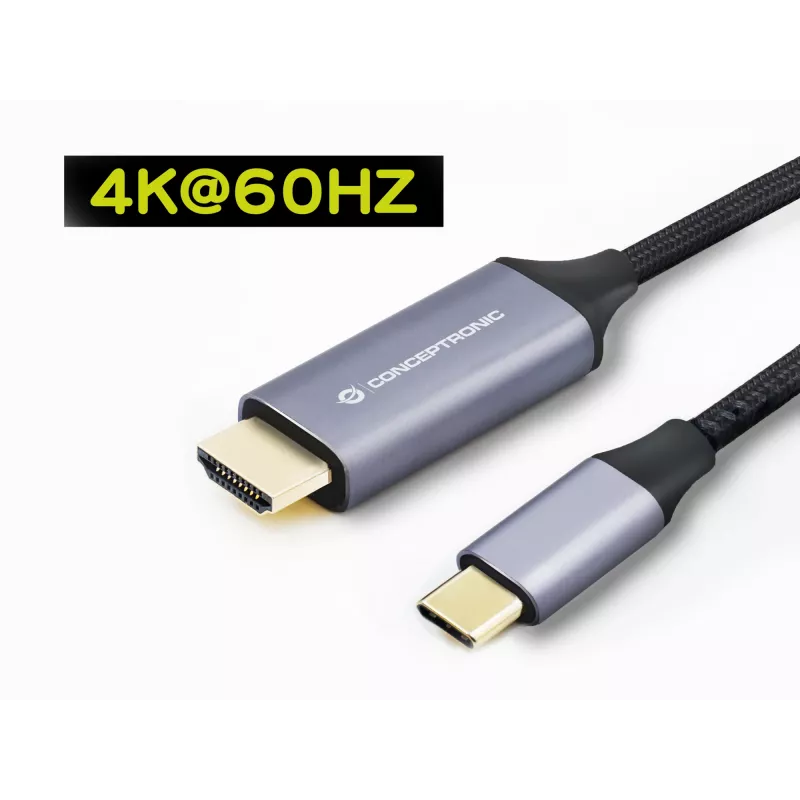 Conceptronic USB-C-zu-HDMI-Kabel, Stecker auf Stecker, 4K 60Hz, 2 m, USB Typ-C, HDMI, Stecker, Stecker, Gerade