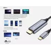 Conceptronic USB-C-zu-HDMI-Kabel, Stecker auf Stecker, 4K 60Hz, 2 m, USB Typ-C, HDMI, Stecker, Stecker, Gerade
