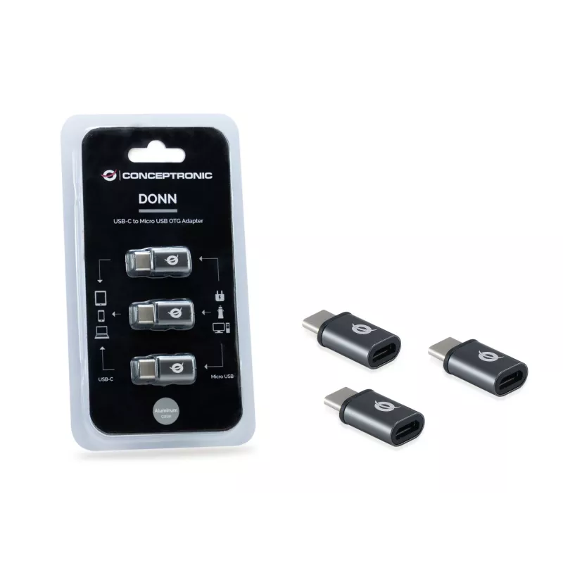 Conceptronic DONN USB-C auf Micro USB OTG Adapter 3er-Pack