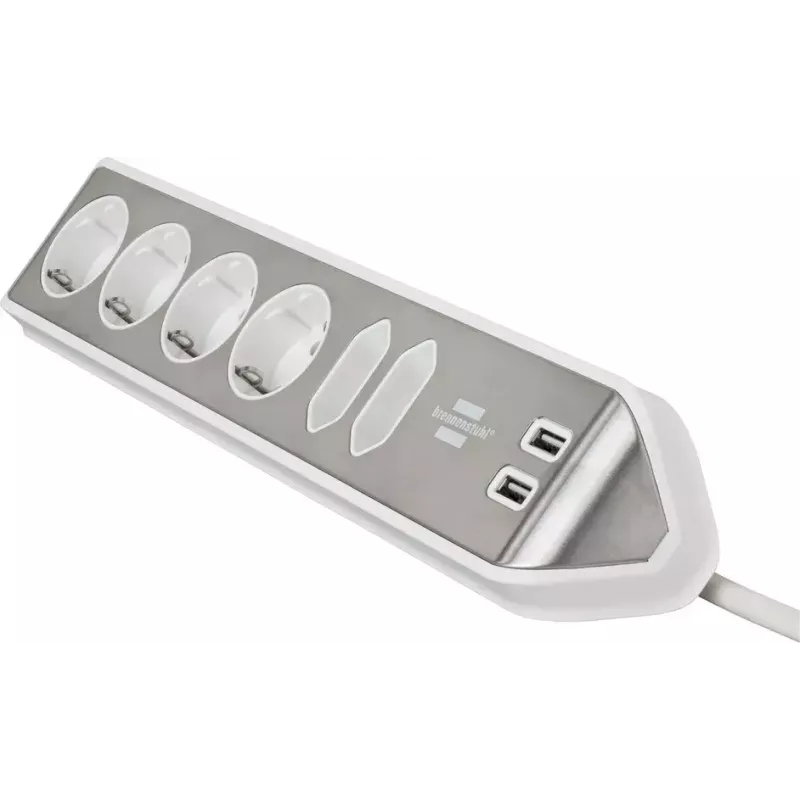 Power Extension Brennenstuhl 1153590620 2m 6 AC-Ausgänge Innenbereich Silber Weiß