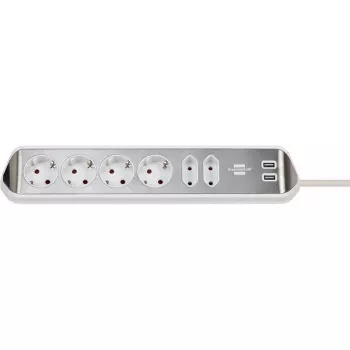 Power Extension Brennenstuhl 1153590620 2m 6 AC-Ausgänge Innenbereich Silber Weiß
