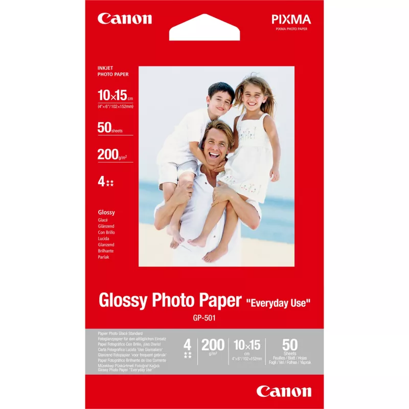 Canon GP-501 Glossy Photo Paper 4x6 Zoll - 50 Blatt, Glanz, 200 g/m², Inkjet, 50 Blatt, 102 mm, 152 mm