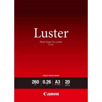 Canon LU-101 Luster Fotopapier Pro A3 – 20 Blatt, Satin, 260 g/m², Weiß, 260 µm, 10–35 °C, 10–35 °C