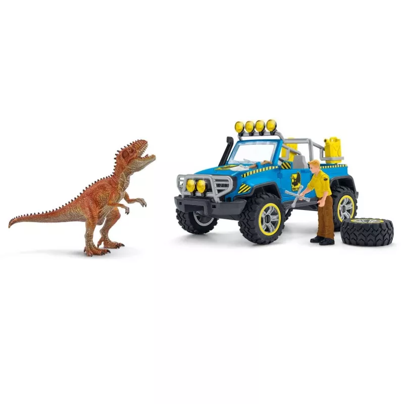 schleich Dinosaurs Geländewagen mit Dino-Außenposten, Dinosaurier und Vulkan, Forschungsstation, 4 Jahr(e), Mehrfarbig, Kunststoff