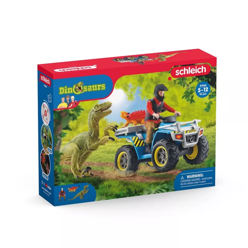 schleich Dino-Quad - Flucht vor dem Velociraptor, Dinosaurier und Vulkan, Forschungsstation, 4 Jahr(e), Mehrfarbig, Kunststoff