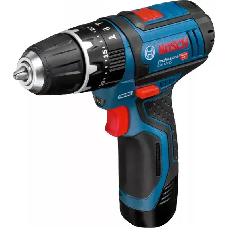 Pistolengriff-Bohrmaschine Bosch GSB 12V-15, 1300 U/min, 2 Ah Akku