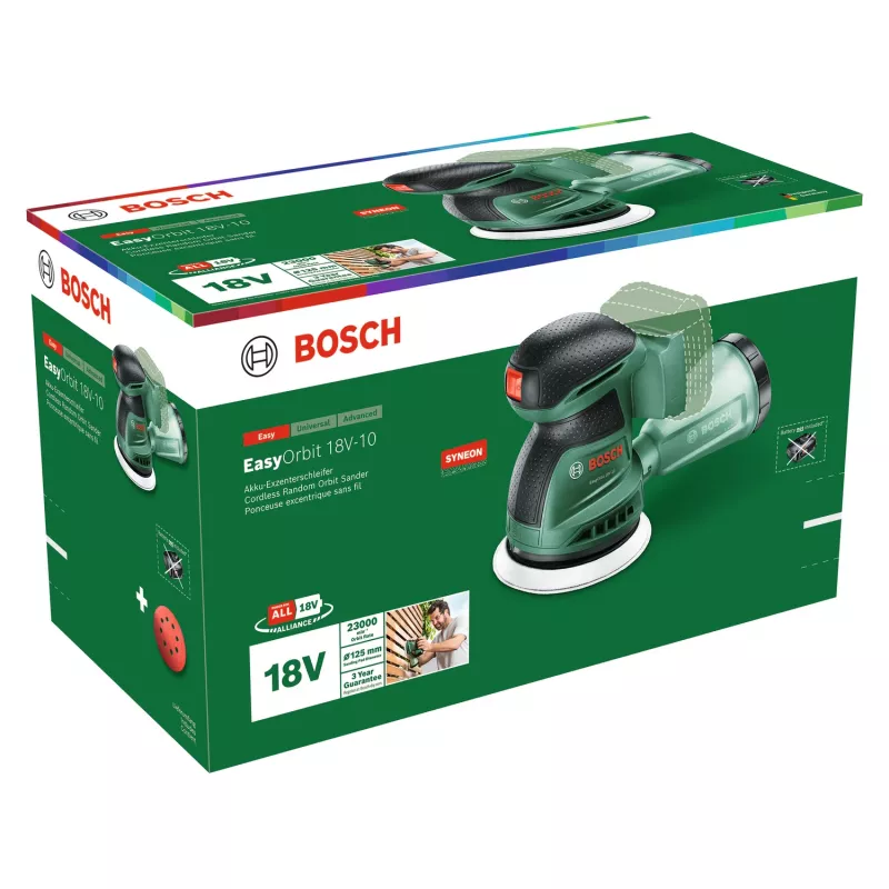 Bosch EasyOrbit 18V-10 (Baretool), Exzenterschleifer, Schwarz, Grün, Kunststoff, Deutschland, 23000 U/min, 1 mm