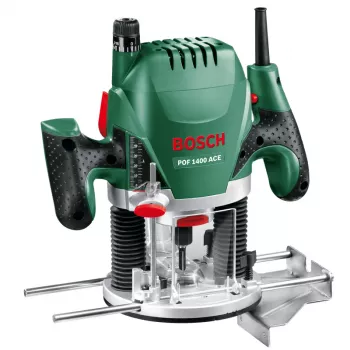 Bosch POF 1400 ACE 060326C800 Oberfräse, 1400 W, Spannzange 6/6,35/8 mm, mit Koffer, Grün/Schwarz