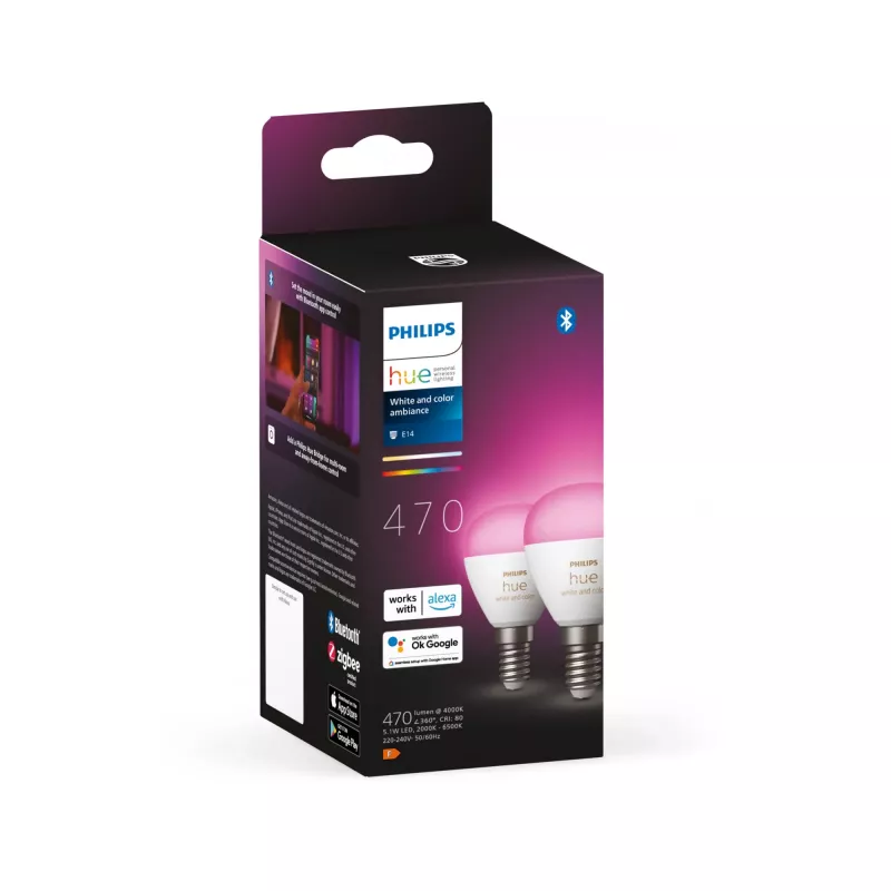 Philips Hue White and Color Ambience Lustre – E14 Smart Bulb – (2er-Pack)
