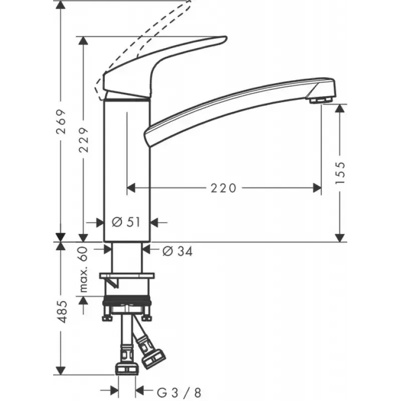 Badezimmer-Waschtischarmatur Hansgrohe Focus Chrom 31806000