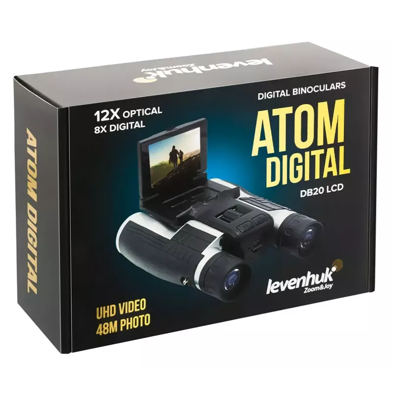 Fernglas Levenhuk Atom DB20 mit 20-facher Vergrößerung und integrierter 2-MP-Kamera, LCD-Anzeige