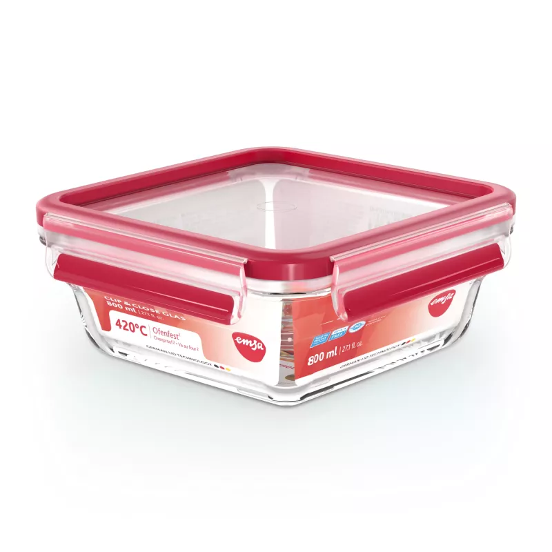 EMSA CLIP & CLOSE N10414 Quadratische Box 0,8 L Transparent 1 Stück