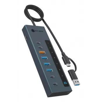 RAIDSONIC ICY BOX 9-in-1 Hub mit Power Delivery, USB 3.2 Gen 2 Typ-C/Typ-A Host, Aluminium, blau