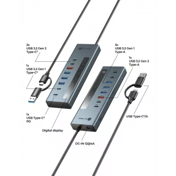 RAIDSONIC ICY BOX 9-in-1 Hub mit Power Delivery, USB 3.2 Gen 2 Typ-C/Typ-A Host, Aluminium, blau