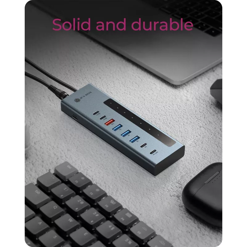 RAIDSONIC ICY BOX 9-in-1 Hub mit Power Delivery, USB 3.2 Gen 2 Typ-C/Typ-A Host, Aluminium, blau
