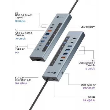 ICY BOX 11-in-1 USB-Typ-C-Hub mit Kartenleser und PD