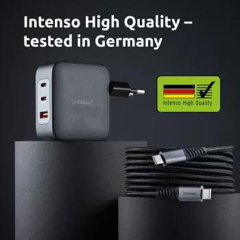 Netzteil Intenso W100ACC+C520C 100W Schnellladegerät GaN Schwarz