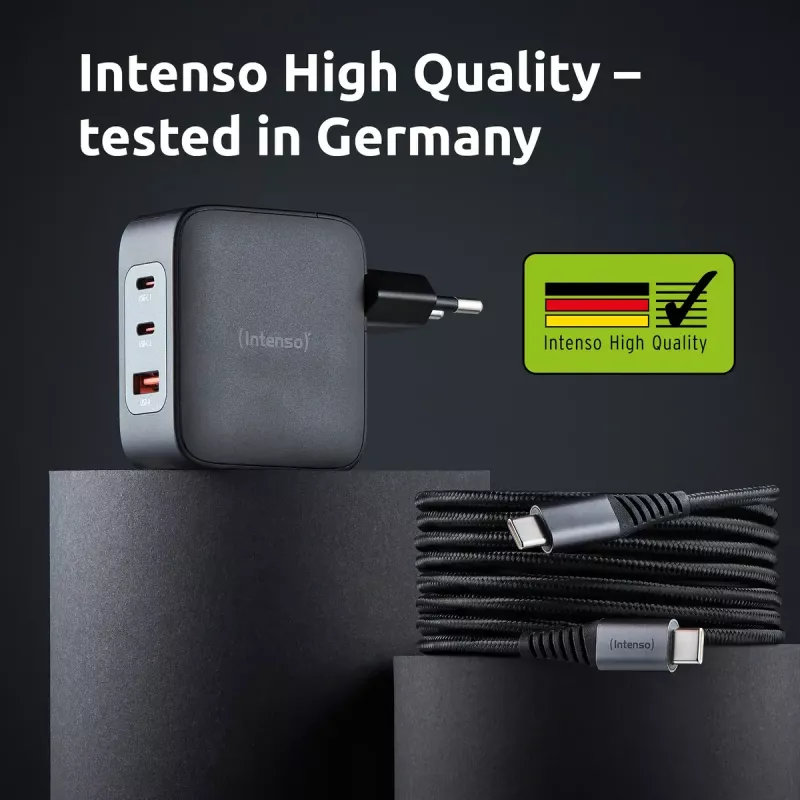 Netzteil Intenso W100ACC+C520C 100W Schnellladegerät GaN Schwarz