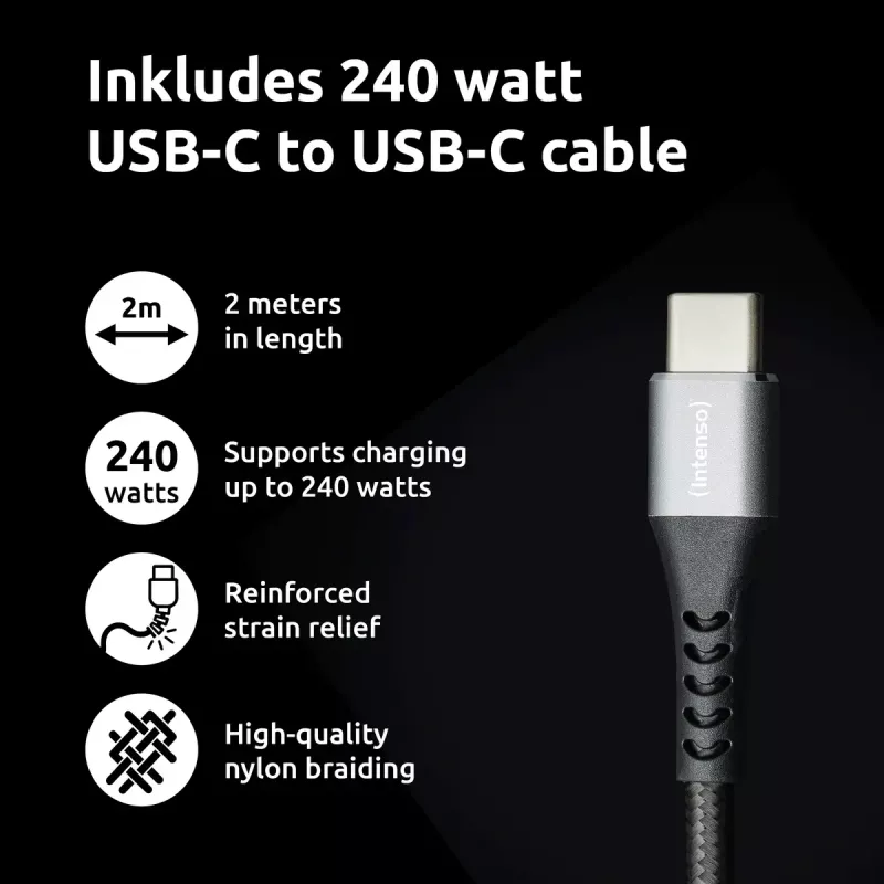 Netzteil Intenso W100ACC+C520C 100W Schnellladegerät GaN Schwarz