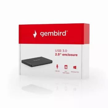 HDD-Gehäuse GEMBIRD EE2-U3S-3 für 2,5-Zoll-SATA-Laufwerke, 1-Schacht, Micro-USB B, USB 3.2 Gen 1, bis zu 2 TB, schwarz