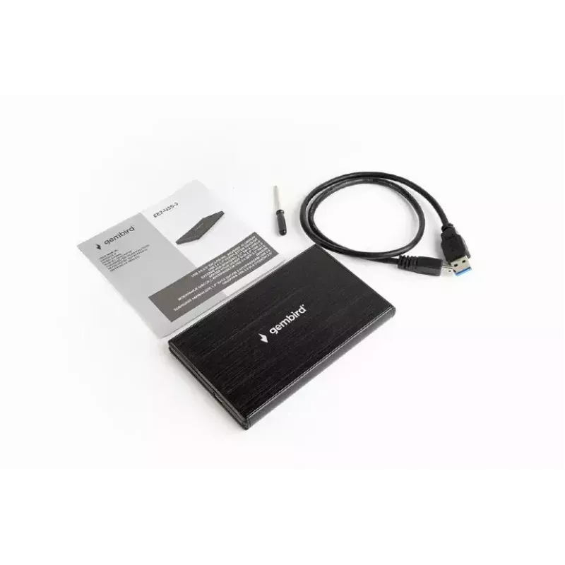 HDD-Gehäuse GEMBIRD EE2-U3S-3 für 2,5-Zoll-SATA-Laufwerke, 1-Schacht, Micro-USB B, USB 3.2 Gen 1, bis zu 2 TB, schwarz