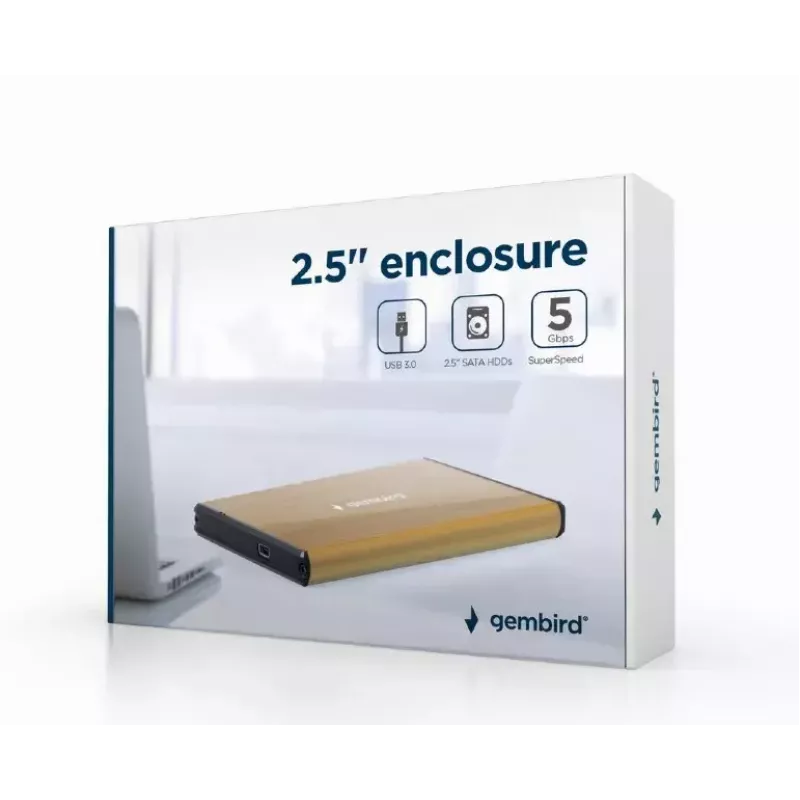 HDD-Gehäuse Gembird EE2-U3S-3-GL für 2,5-Zoll-SATA-Festplatten, ein Schacht, USB 3.0, Gold