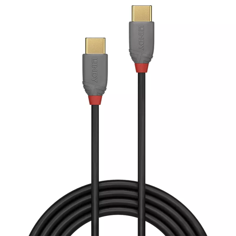 USB 2.0 Typ-C-auf-C-Kabel Lindy 36871 1m Anthra Line