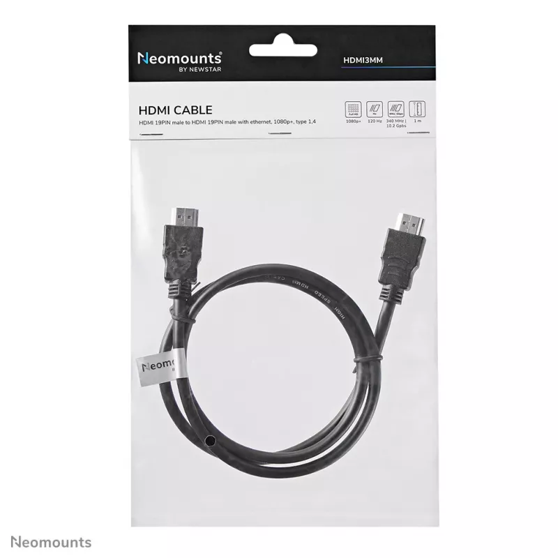 Neomounts HDMI3MM HDMI-Kabel – 1 Meter, 1 m, HDMI Typ A (Standard), HDMI Typ A (Standard), 10,2 Gbit/s, Schwarz