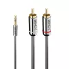 Lindy 5m 3,5mm Klinke auf Cinch Audiokabel, Cromo Line, 3,5mm Klinke, Stecker, 2 x Cinch, Stecker, 5 m, Anthrazit
