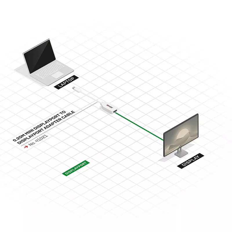 Lindy 0,20 m Mini DisplayPort auf DisplayPort Adapterkabel, 0,15 m, Mini DisplayPort, DisplayPort, Stecker, Buchse, Weiß