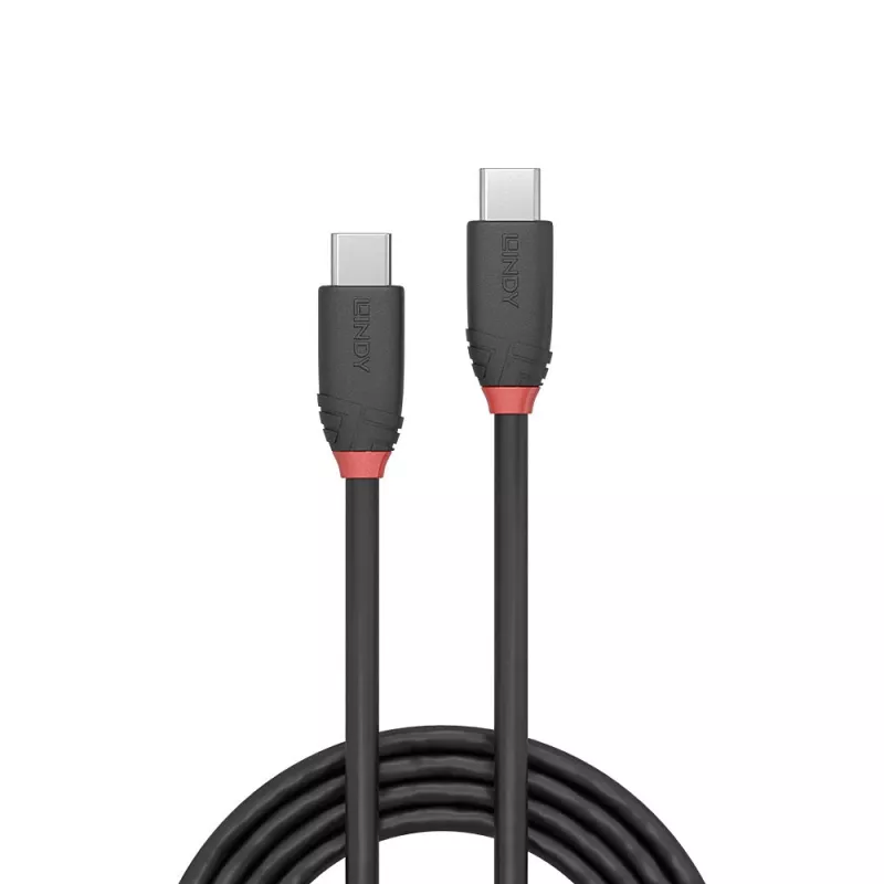 Lindy 1m USB 3.2 Typ C auf C Kabel, 20 Gbit/s, Schwarz Line