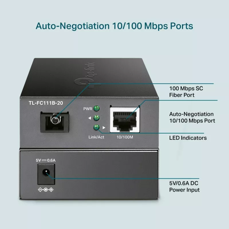 TP-Link 10/100 Mbit/s RJ45 zu 100 Mbit/s Singlemode SC WDM Bi-Direktionaler Medienkonverter