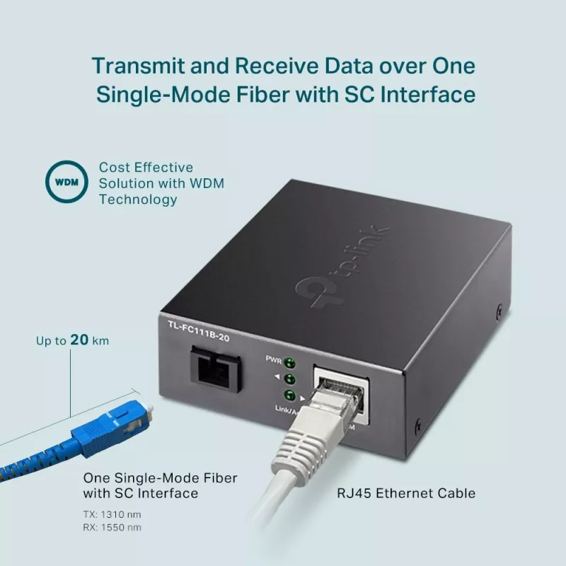 TP-Link 10/100 Mbit/s RJ45 zu 100 Mbit/s Singlemode SC WDM Bi-Direktionaler Medienkonverter