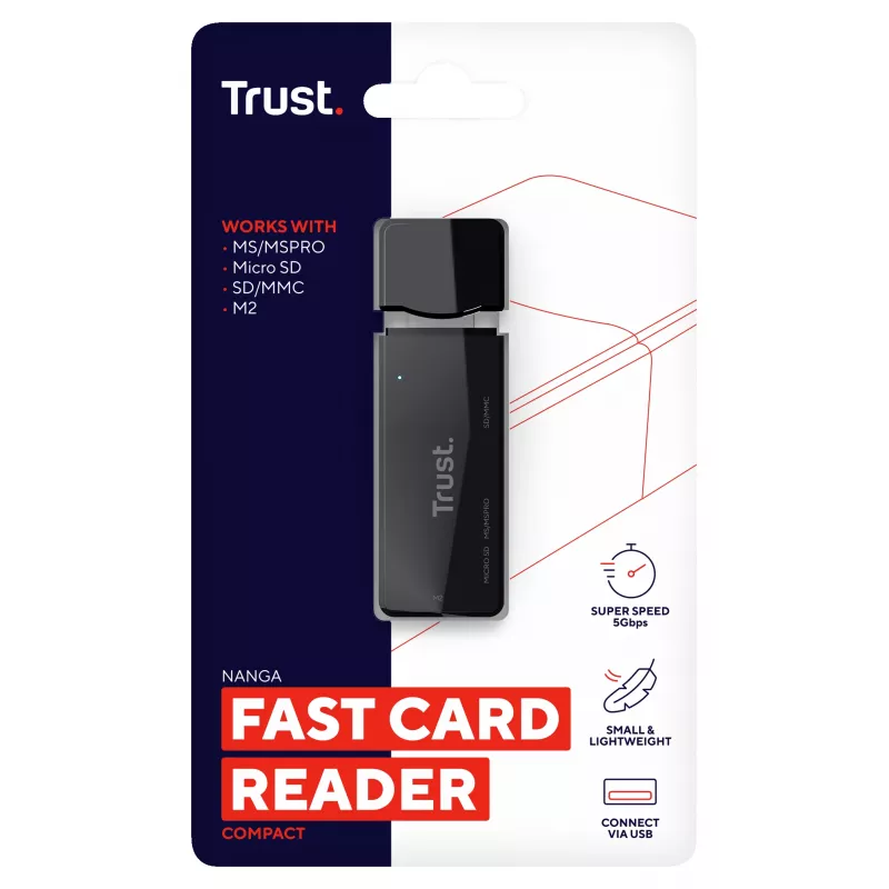 Trust NANGA Kartenleser USB 3.2 Gen 1 (3.1 Gen 1) Typ-A Schwarz