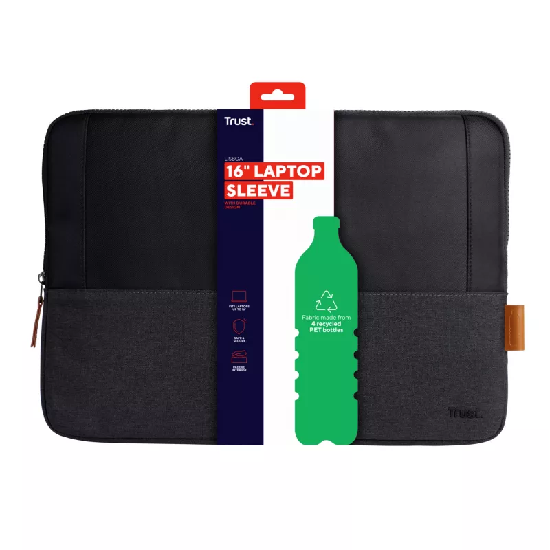 Sleeve-Tasche TRUST Lisboa 40.6 cm 16 Zoll Schwarz Leicht Monochrom