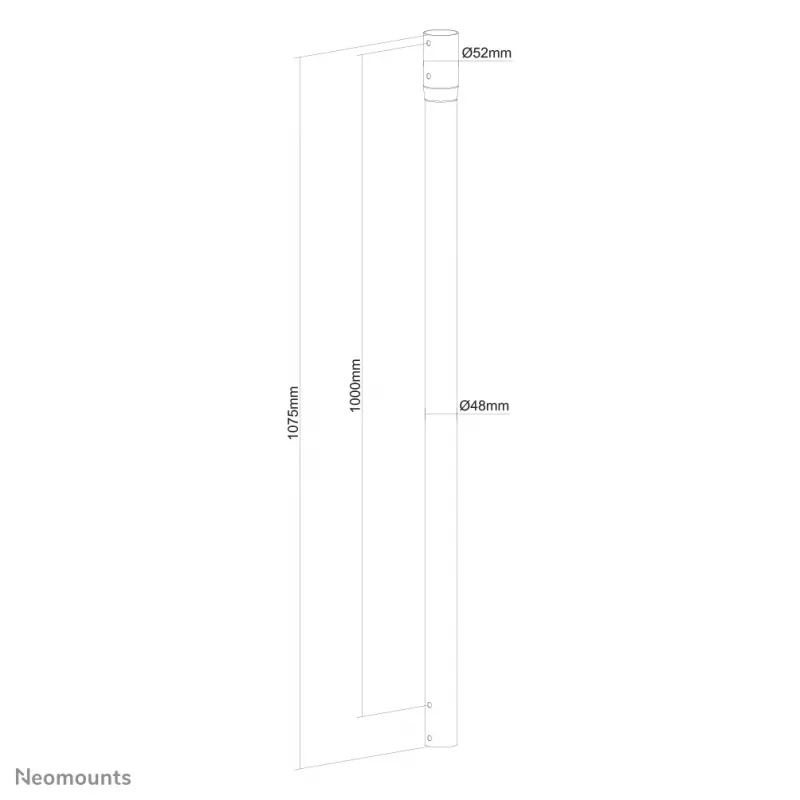 Neomounts NS-EP100Schwarz Verlängerungsstange TV-Deckenhalterung - H 107,5 cm