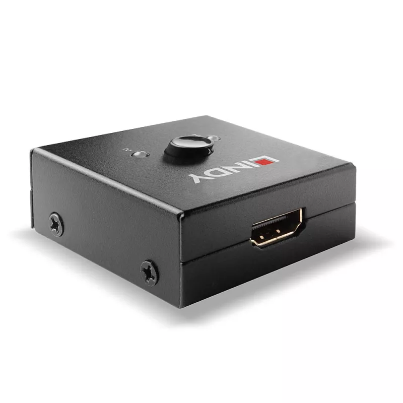 Lindy 2 Port HDMI 18G Bi-Direktionaler Umschalter, HDMI, Metall, Schwarz, 60 Hz, 18 Gbit/s, 3840 x 2160 Pixel