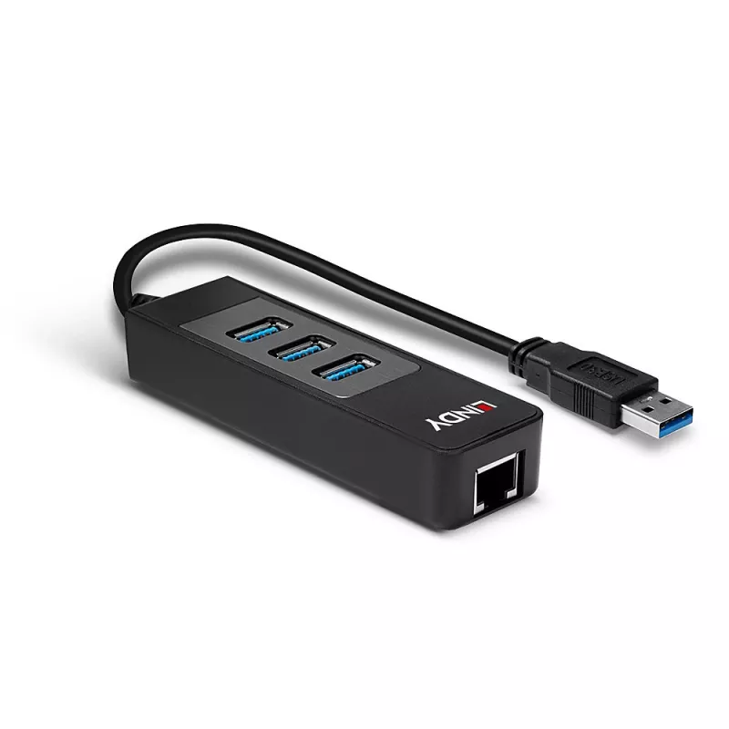 USB Hub und Gigabit Ethernet Konverter Lindy 43176