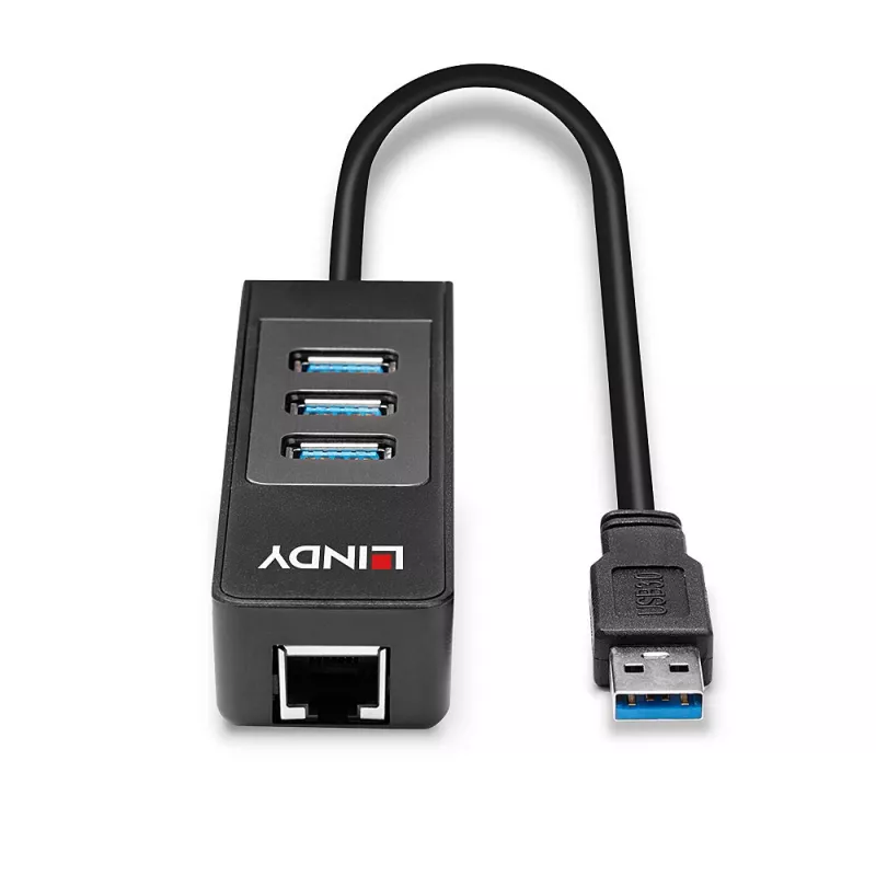 USB Hub und Gigabit Ethernet Konverter Lindy 43176