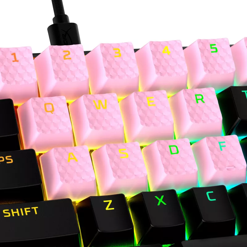 Tastaturkappe HyperX Rubber Keycaps Gaming-Zubehörset Rosa US-Layout für HyperX und Cherry MX-Stil-Schalter