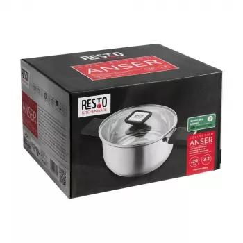 Resto Kitchenware Anser 3,2 L Runder Schwarzer Edelstahl